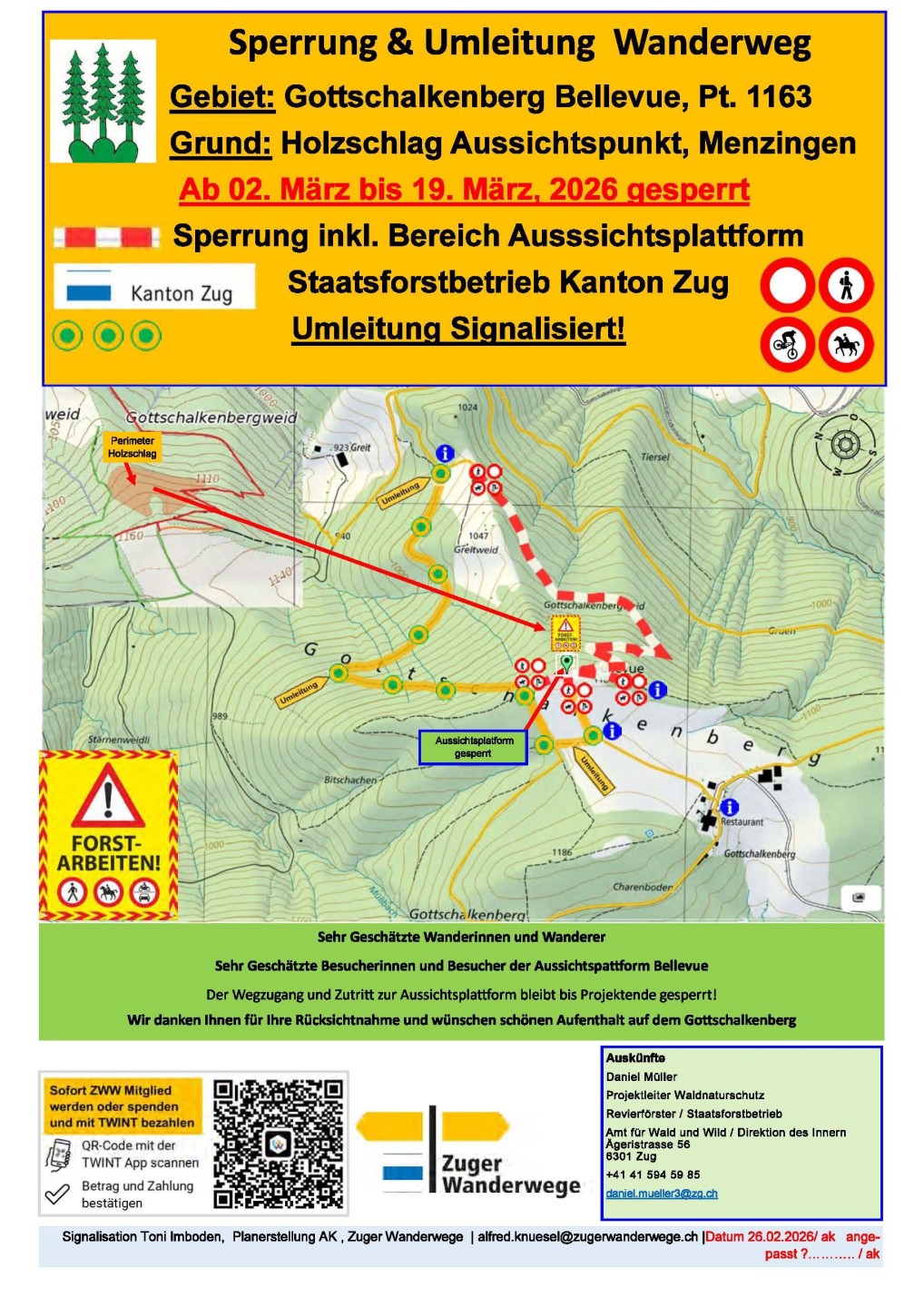 Sperrung  Umleitung Gottschalkenberg Bellevue Pt