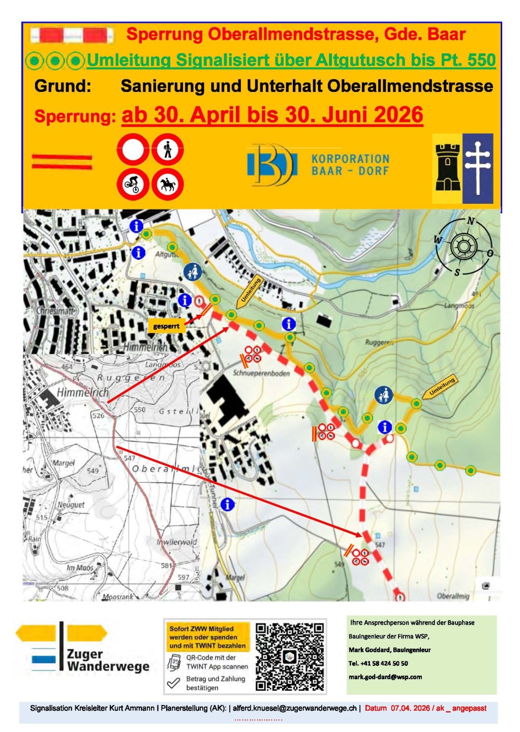 Sperrung  Umleitung Oberallmendstrasse Gde